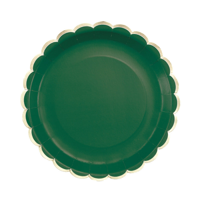 Green plates with gold detail / 8 units