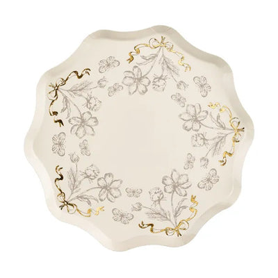 Plato postre beige Flower / 6 uds.