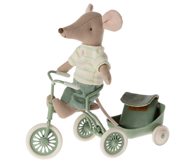 Maileg Mint Tricycle Mouse with Backpack