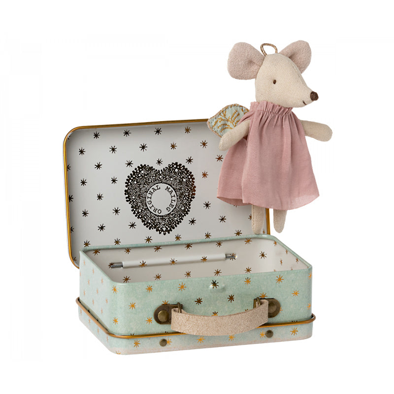 Guardian Angel Mouse in suitcase