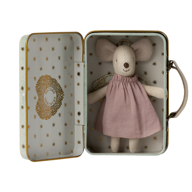 Guardian Angel Mouse in suitcase