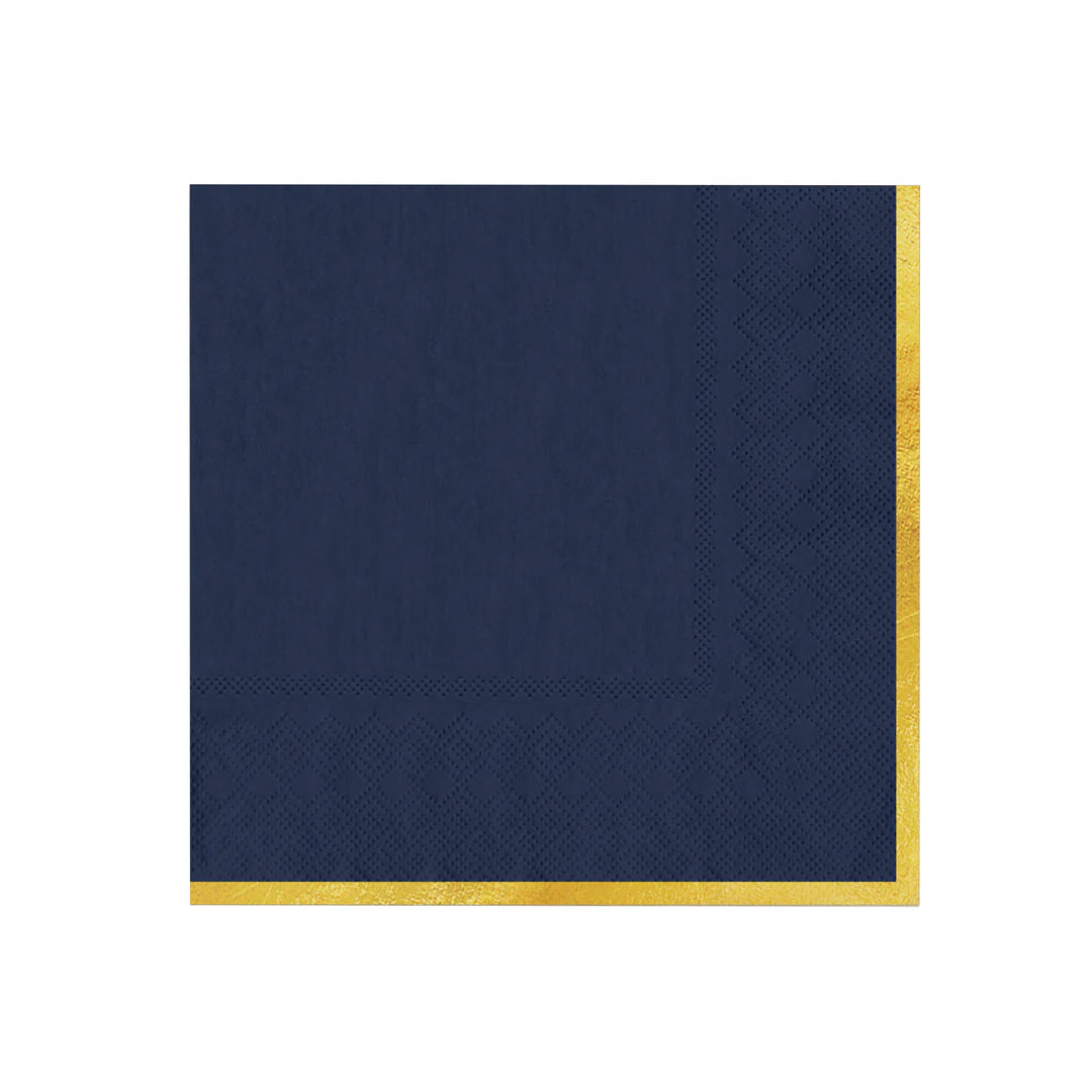 Servilletas azules borde dorado / 10 uds.