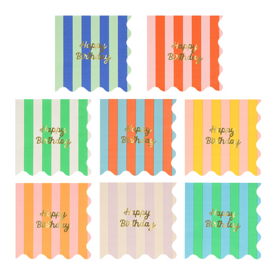 Servilleta Stripe multicolor Happy Birthday