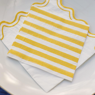 Yellow striped cocktail napkins