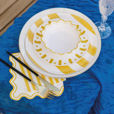 Yellow striped cocktail napkins