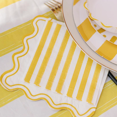 Yellow striped cocktail napkins