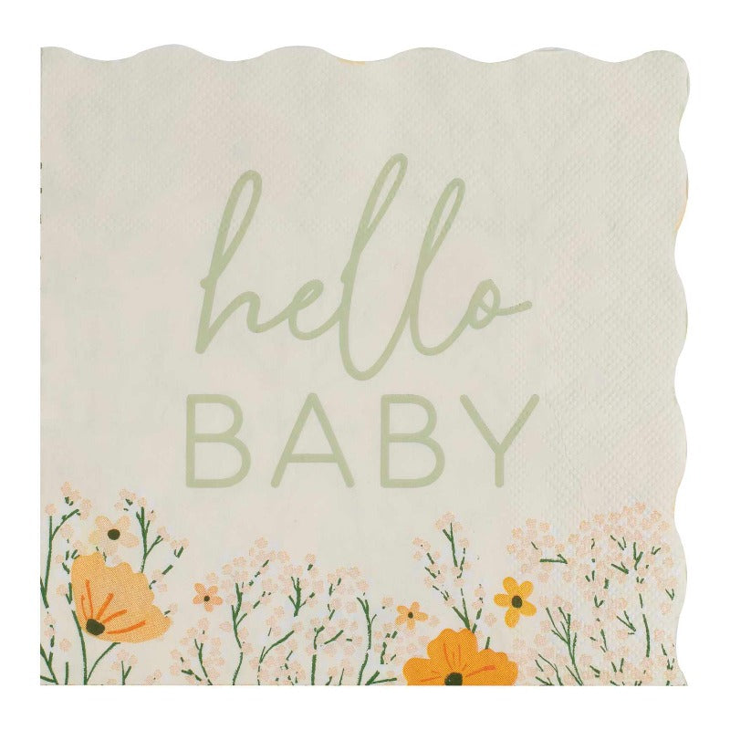 Hello Baby floral print napkin / 16 pcs.