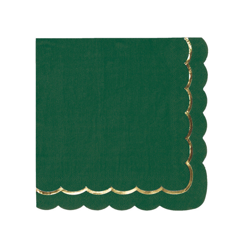 Green napkins with gold detail / 16 pcs.