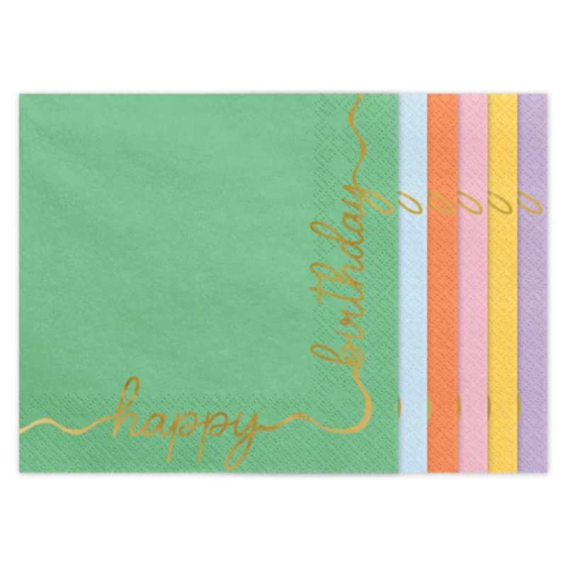 Happy Birthday pastel mixed napkins / 12 pcs.