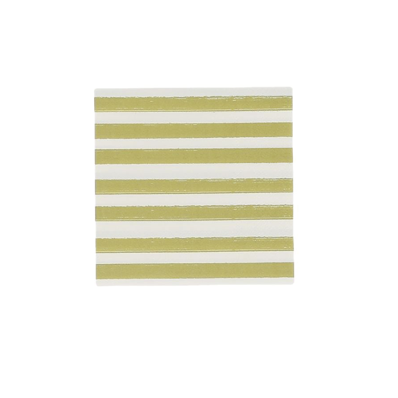 Olive green striped cocktail napkins