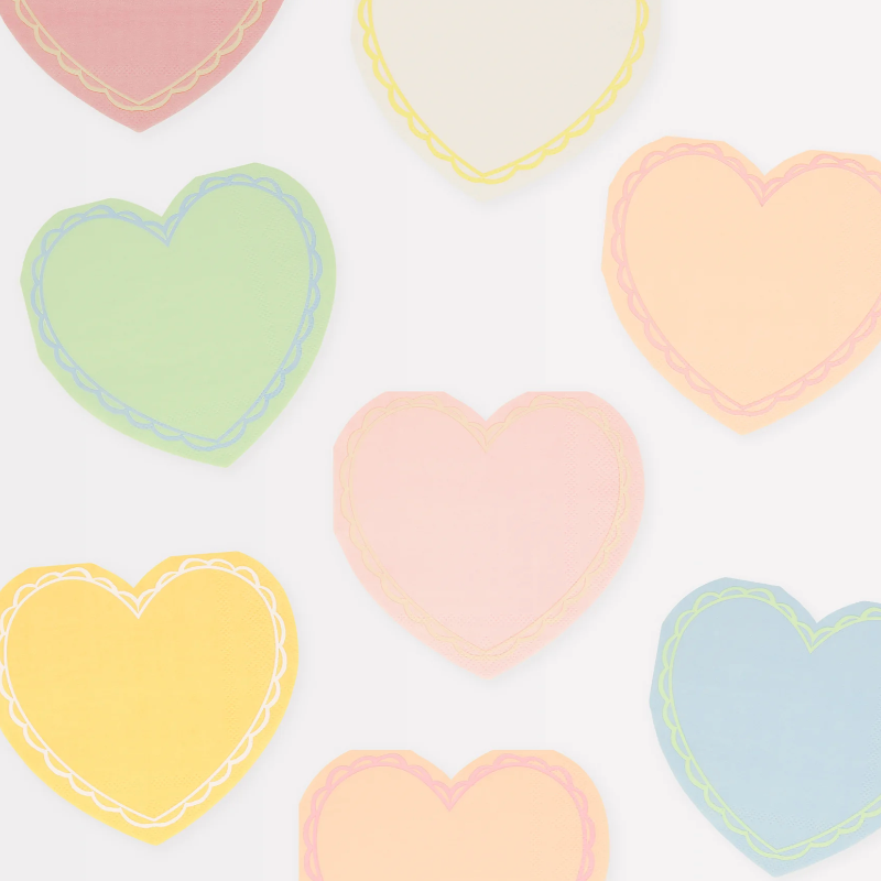 Vintage heart napkins mix pastel / 16 pcs.