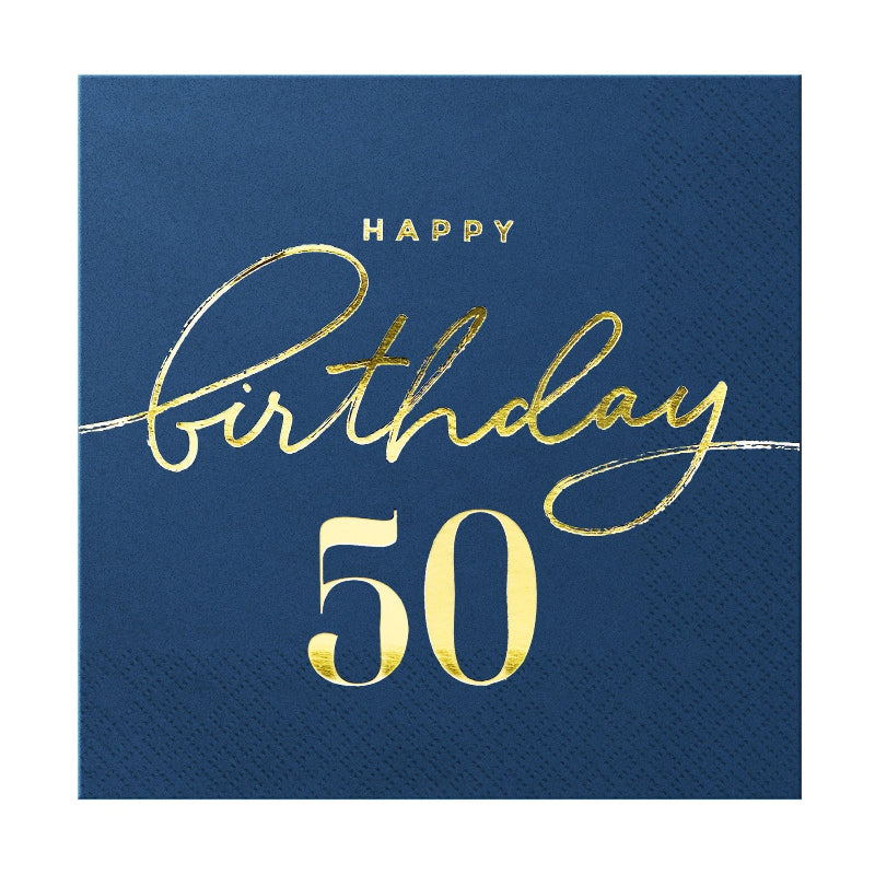 Servilletas azules 50 cumpleaños / 10 uds.