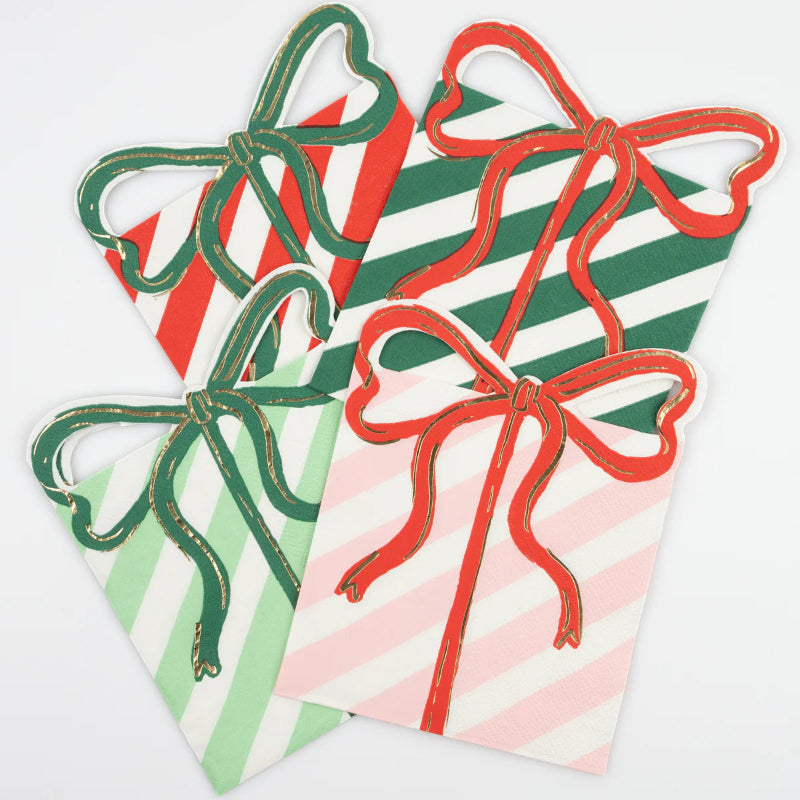 Mixed Napkins Christmas Gift with bow / 16 pcs.