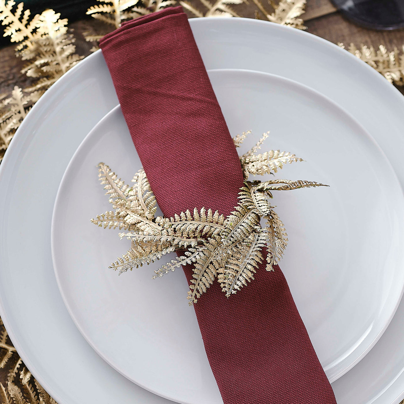 Golden leaf napkin rings / 4 pcs.