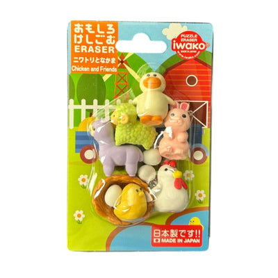 Set gomas de borrar Animales de la Granja IWAKO