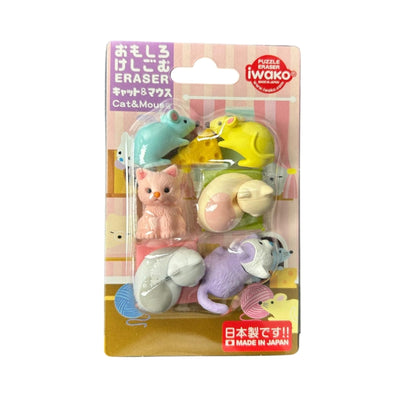 Set gomas de borrar Gatitos & Ratones IWAKO