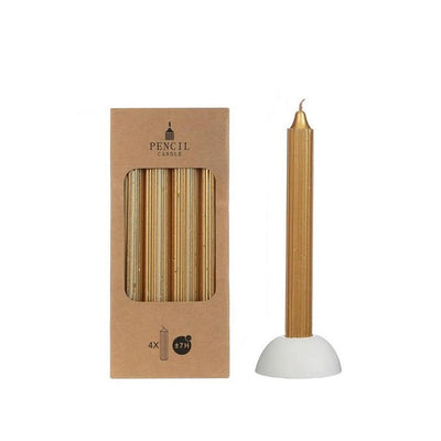Velas listradas douradas para candelabros