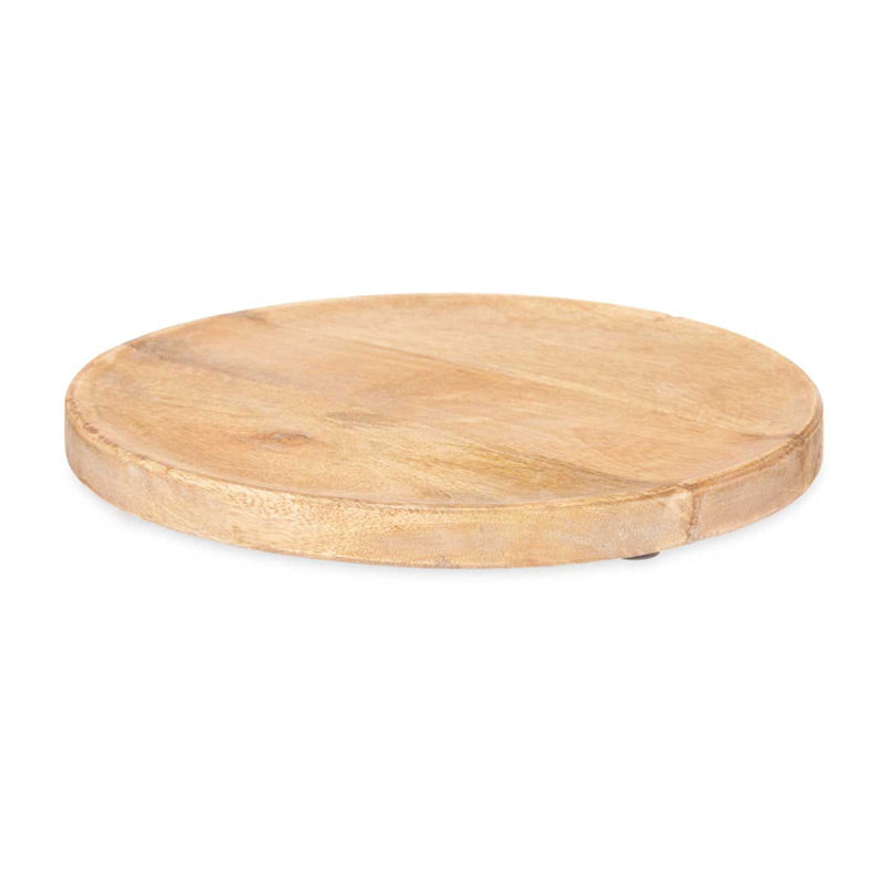 Mesa de aperitivo redonda rústica de madeira