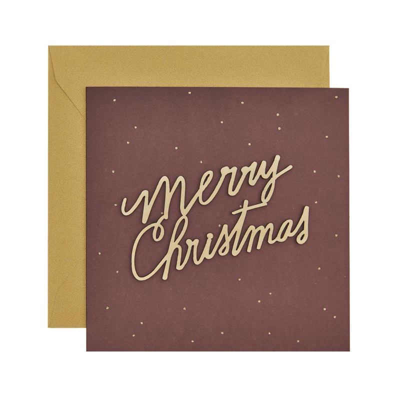 Merry Christmas wooden greeting card