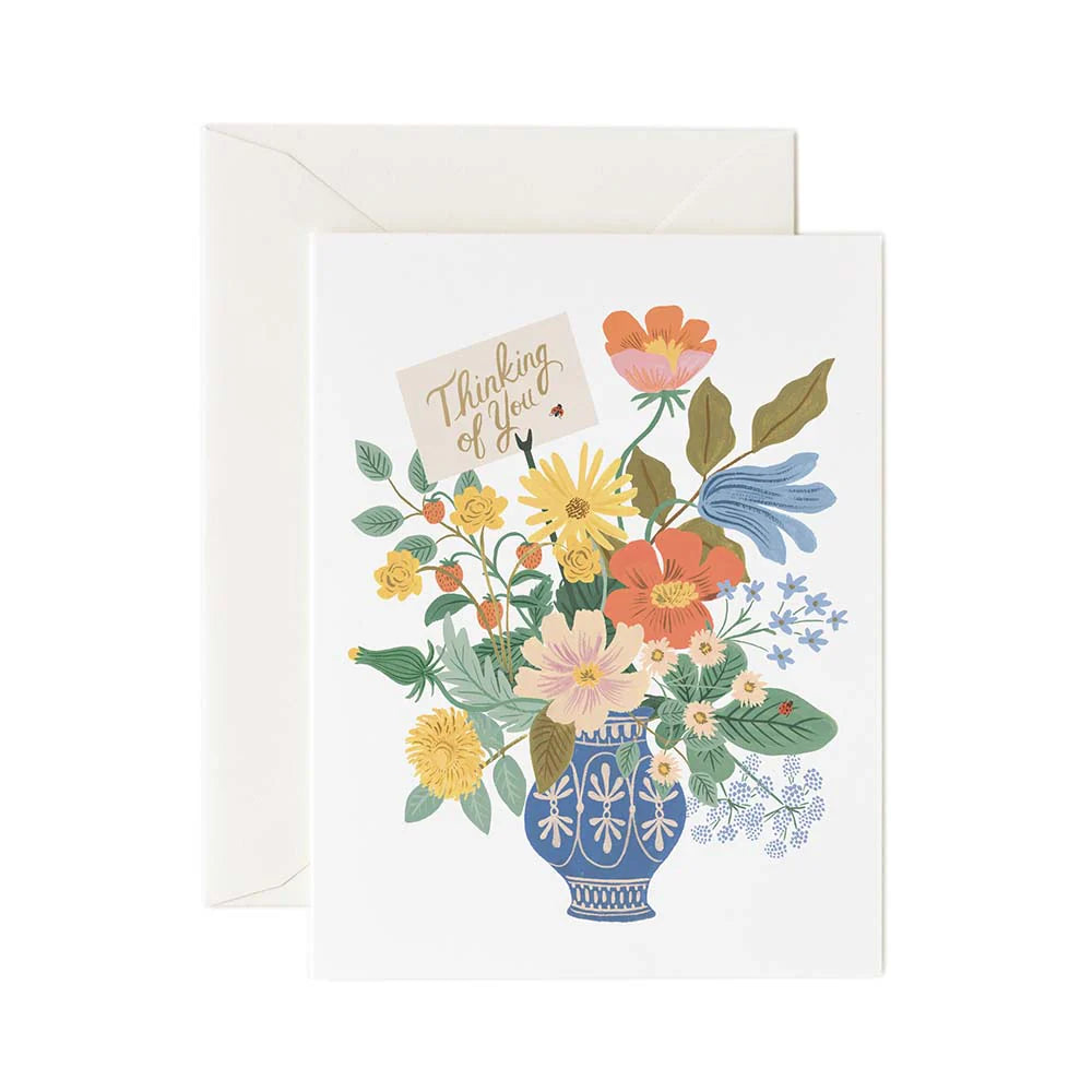 Tarjeta felicitación jarrón de flores Thinkig of you R. Paper & Co