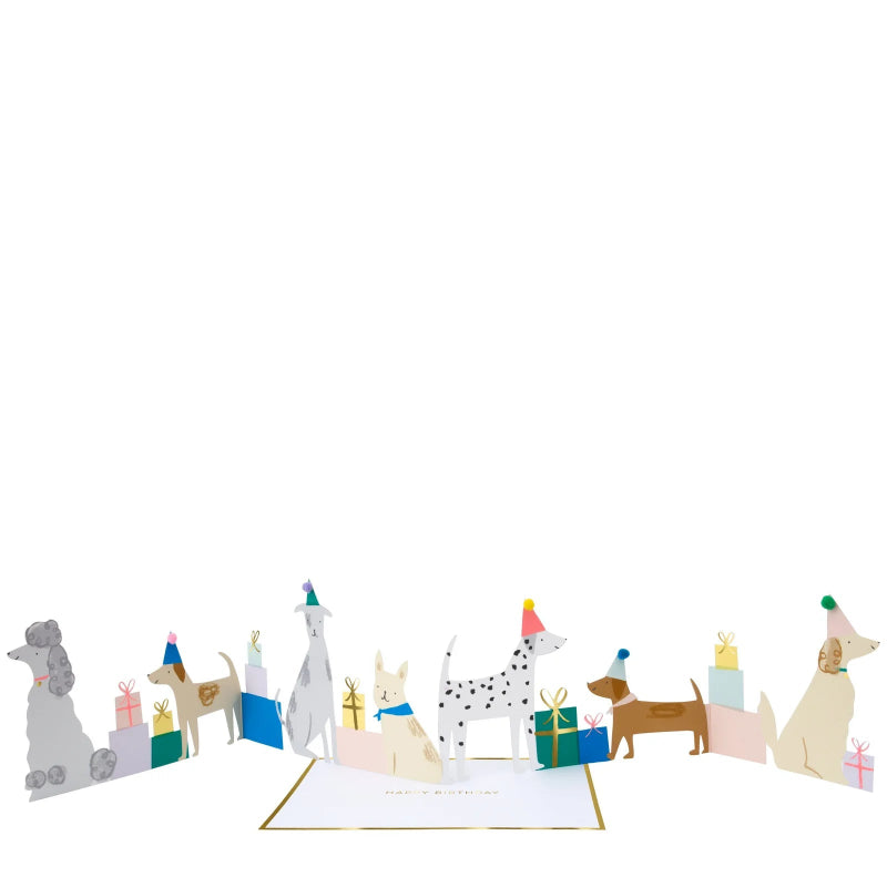Cartão de felicitações para festa de cachorrinhos