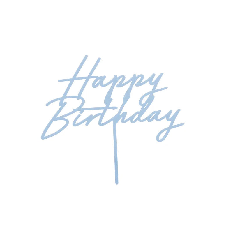Light blue Happy Birthday acrylic cake topper