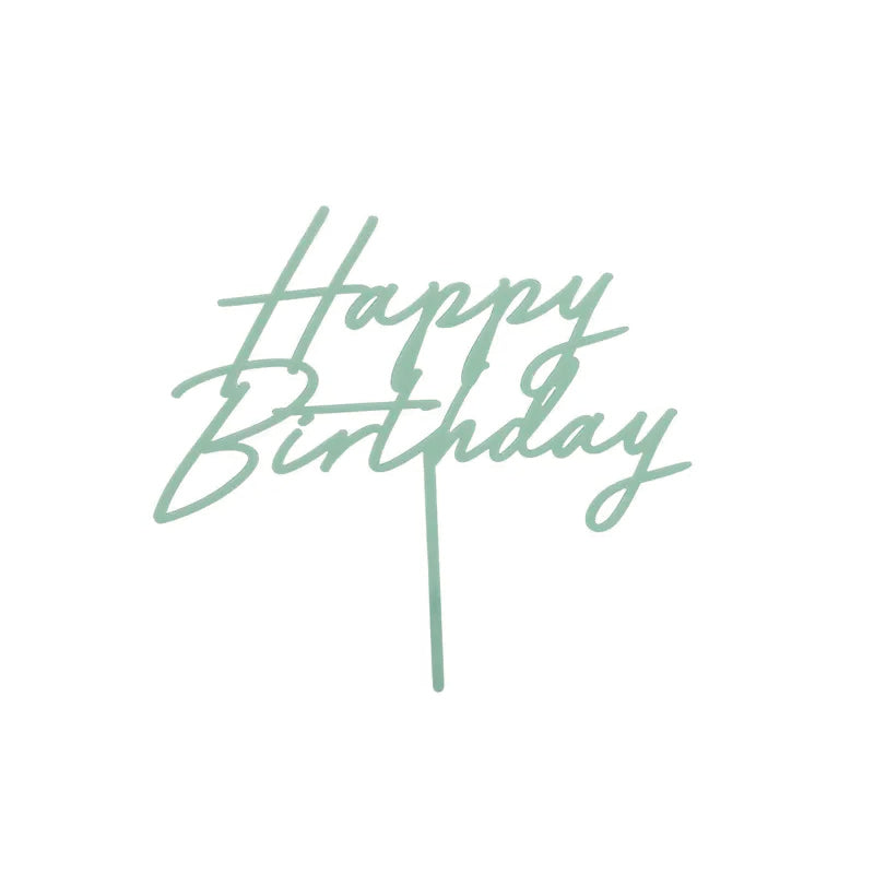 Green Happy Birthday Acrylic Cake Topper