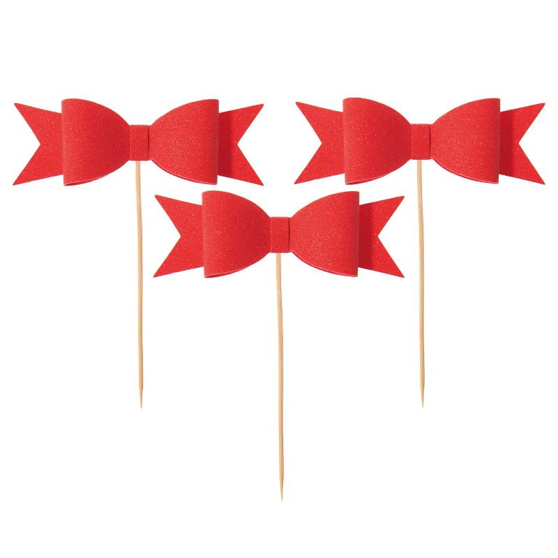 Red bow toppers / 6 pcs.