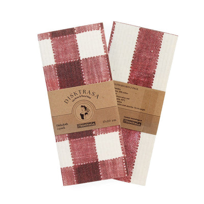 Panos de cozinha com riscas vermelhas / 2 unid.