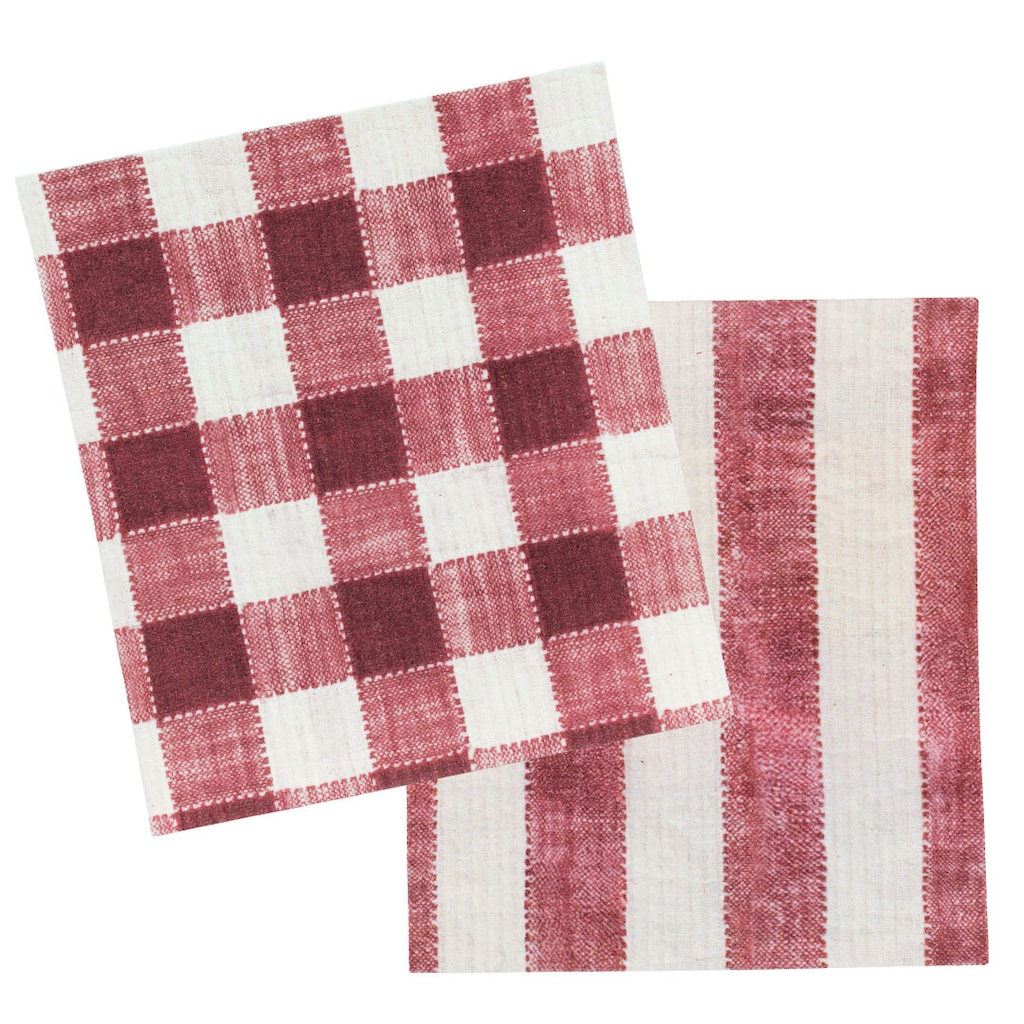 Panos de cozinha com riscas vermelhas / 2 unid.