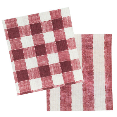 Panos de cozinha com riscas vermelhas / 2 unid.
