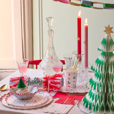 Christmas and striped napkins / 16 pcs.