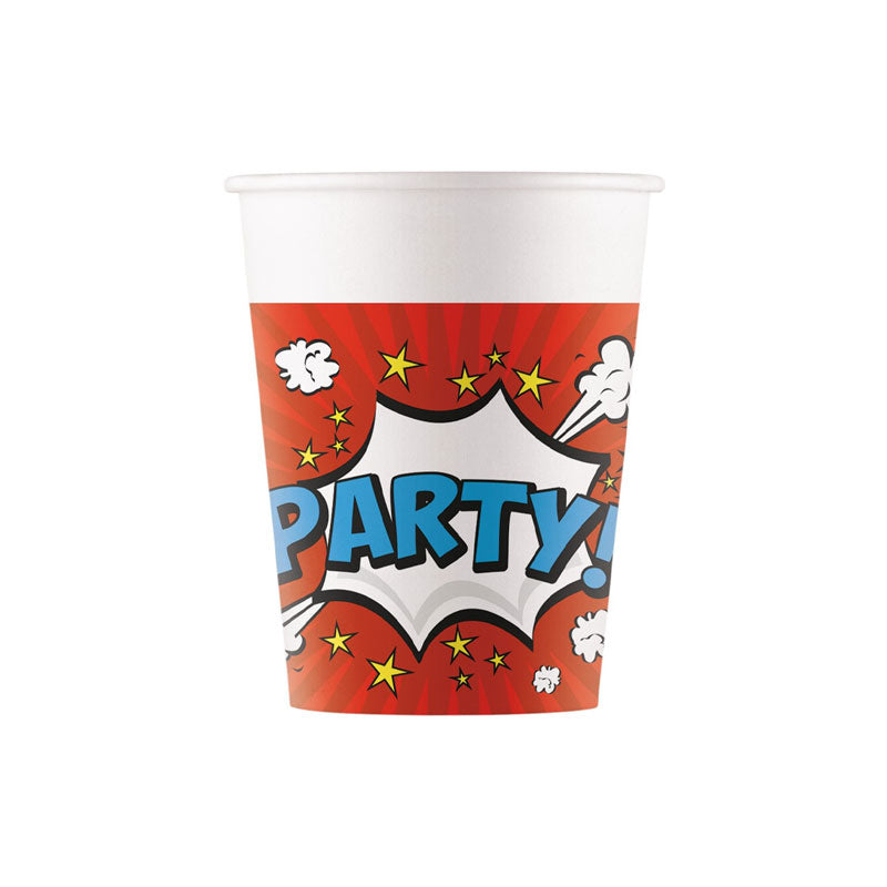 Copos de papel 'Boom party' / 8 unid.