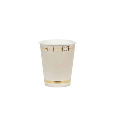 Vasos beige borde estribos dorados / 6 uds.