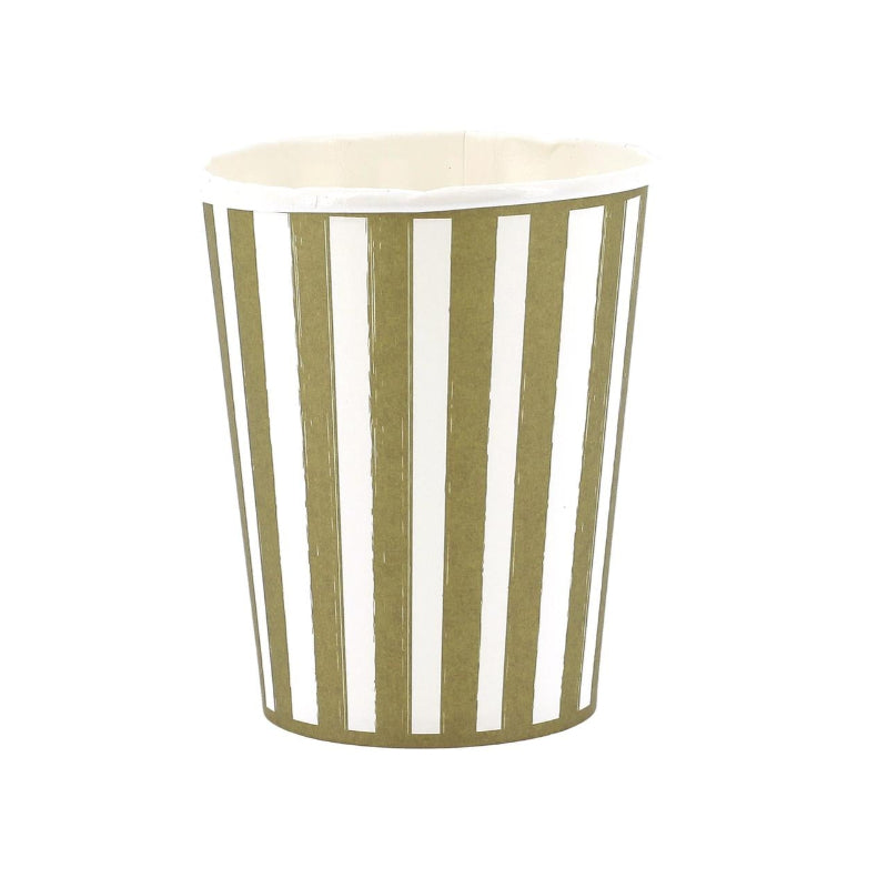 Vasos rayas verde Olivo  / 6 uds.