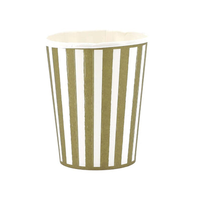Vasos rayas verde Olivo  / 6 uds.