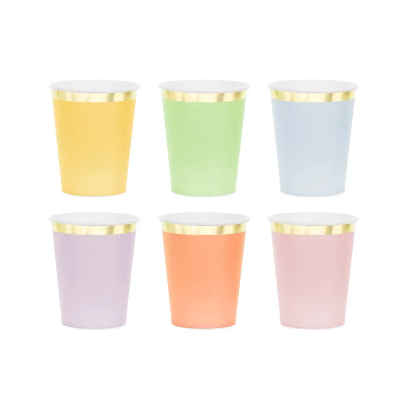 Multicolor mix glasses with gold rim / 6 pcs.