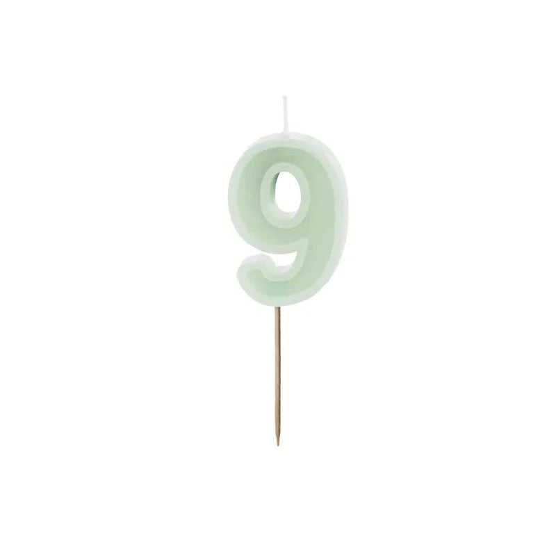 Green number candles with basic border