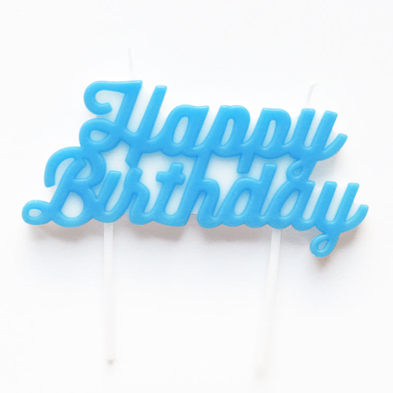 Blue Neon basic Happy Birthday candle