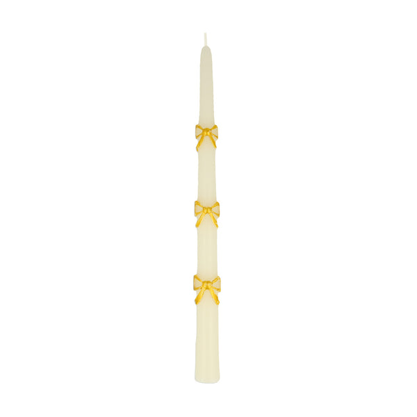 Long golden bow candle set