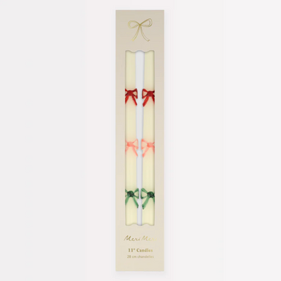 Long colorful bows candle set