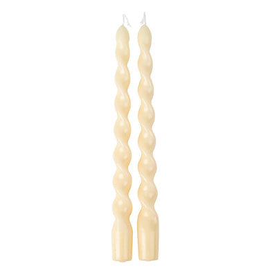 Conjunto de velas torcidas em marfim / 2 unid.