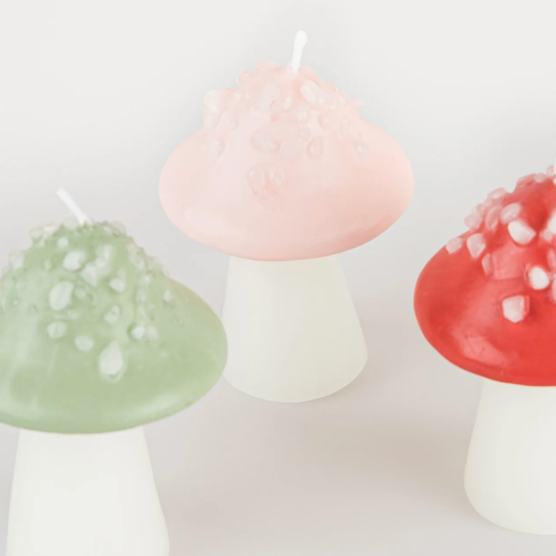 Mushroom candle trio set