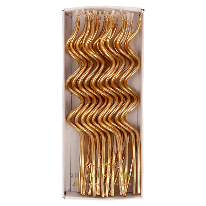 Velas largas doradas Swirly / 20 ud.