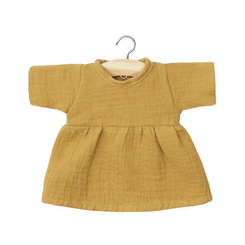 Vestido de algodón mostaza para muñeca Minikane Gordis