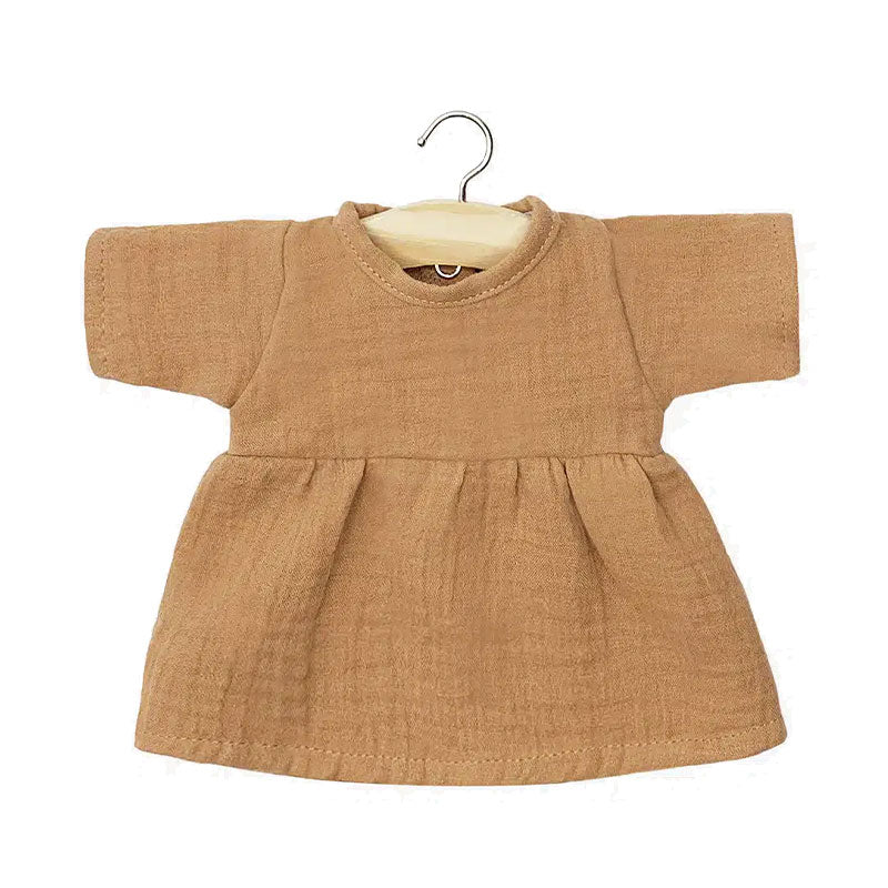 Vestido de algodón marrón para muñeca Minikane Gordis