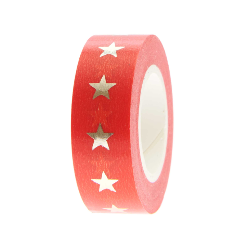 Washitape rojo con estrellas/ 10 m.