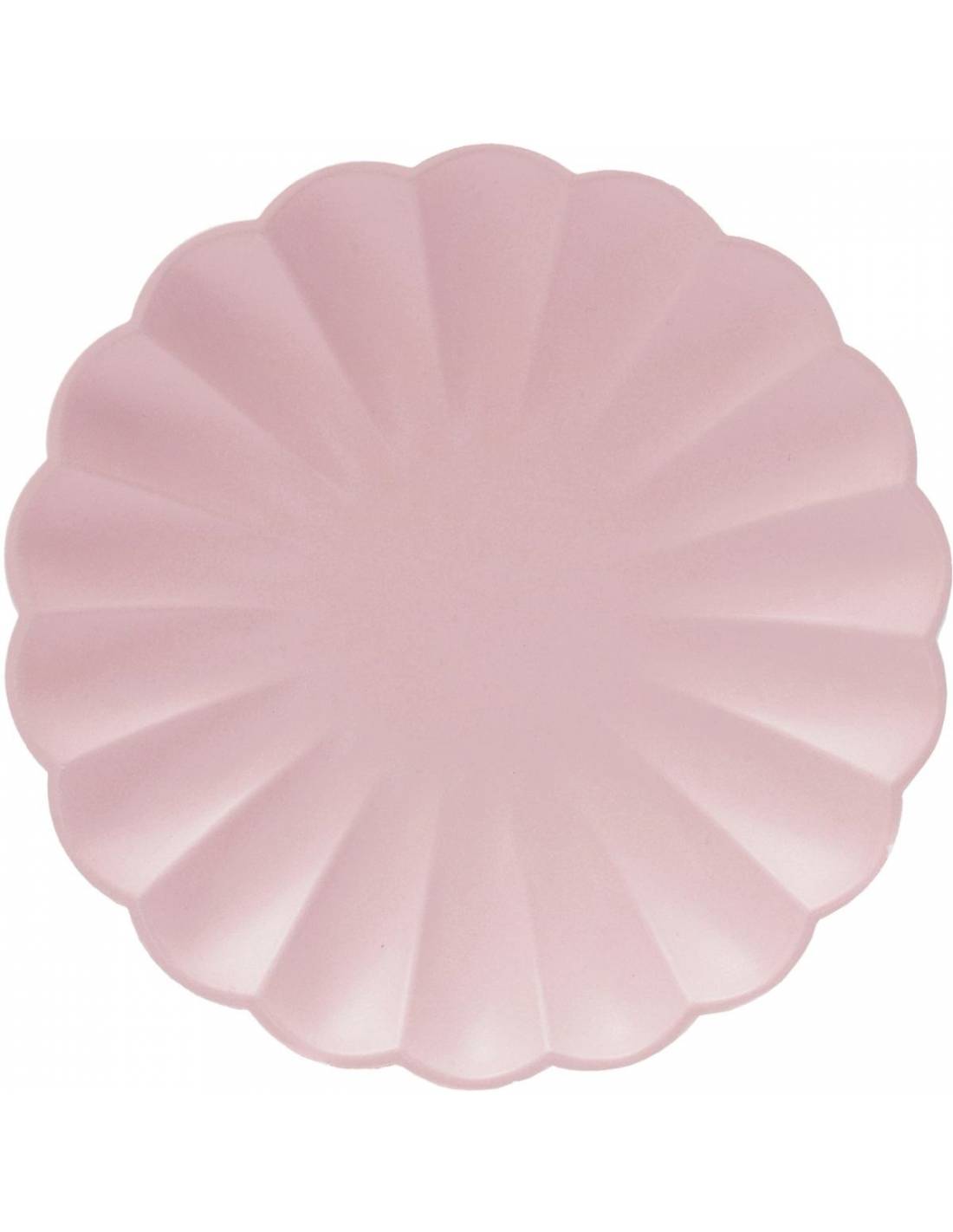 Basic eco compostable pink scalloped plate / 8 units.