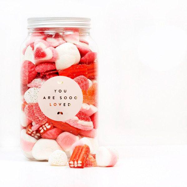 XL pink LOVE candy mix jar