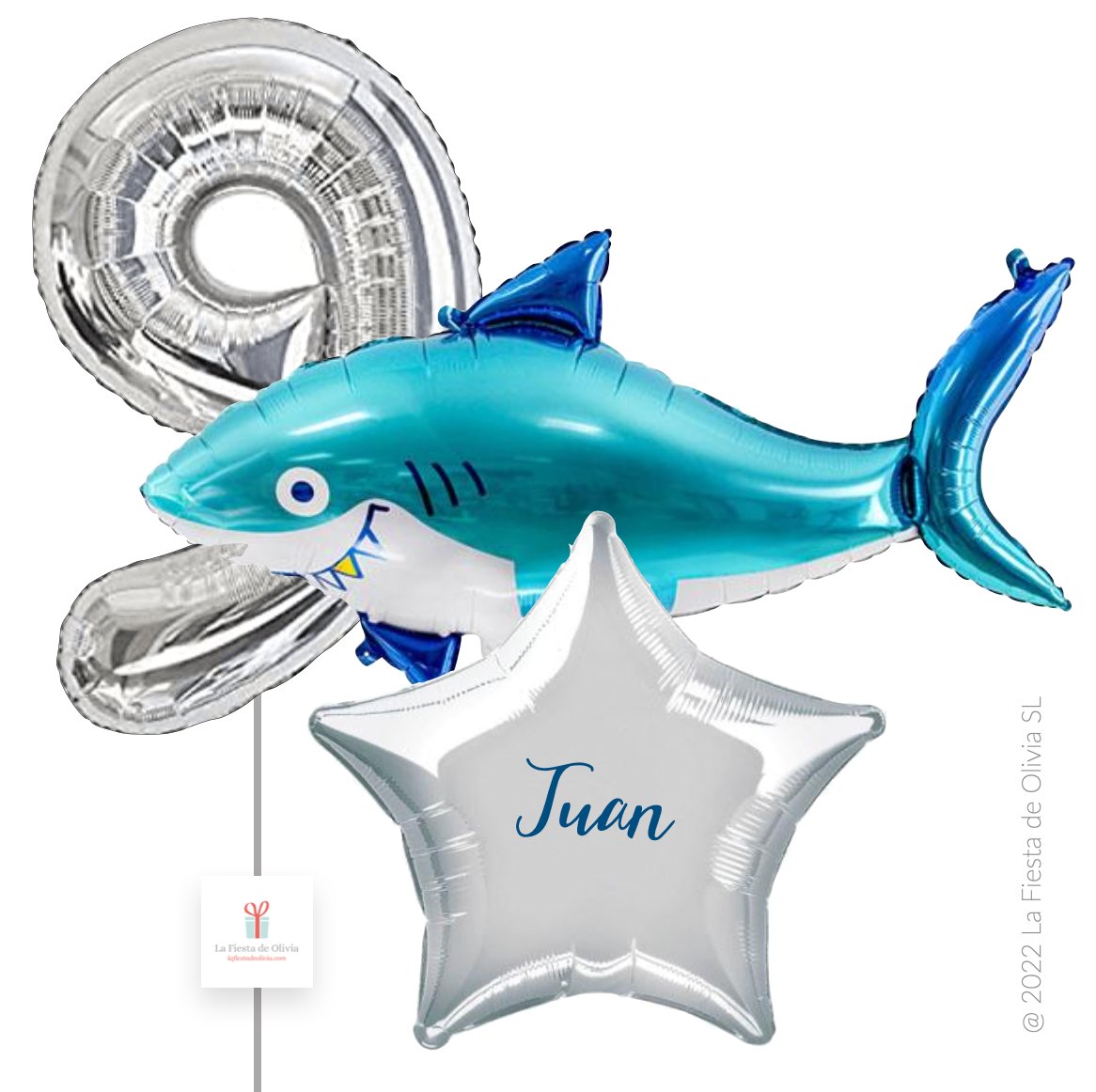 SHARK balloon bouquet inflated with helium